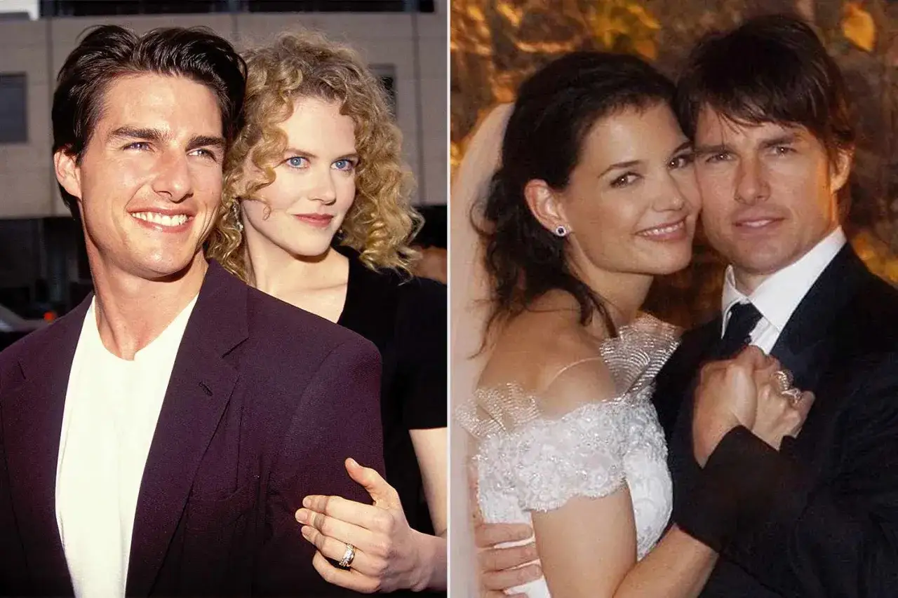 Tom Cruise z Nicole Kidman i Katie Holmes. Dwie żony aktora na zdjęciu.