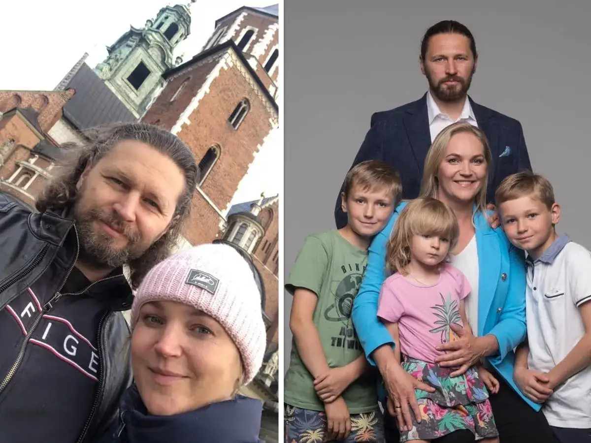 Dominika Chorosińska z mężem i dziećmi na tle Wawelu i w studio. Rodzina w komplecie.